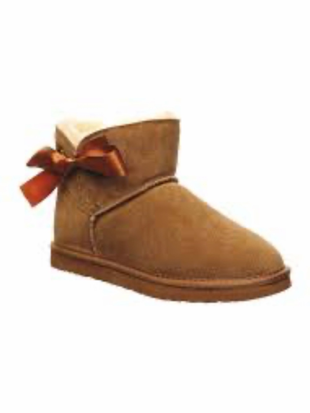 Bearpaw Women's Chestnut Bow-Back Faux Suede Ankle Boot Sz 8